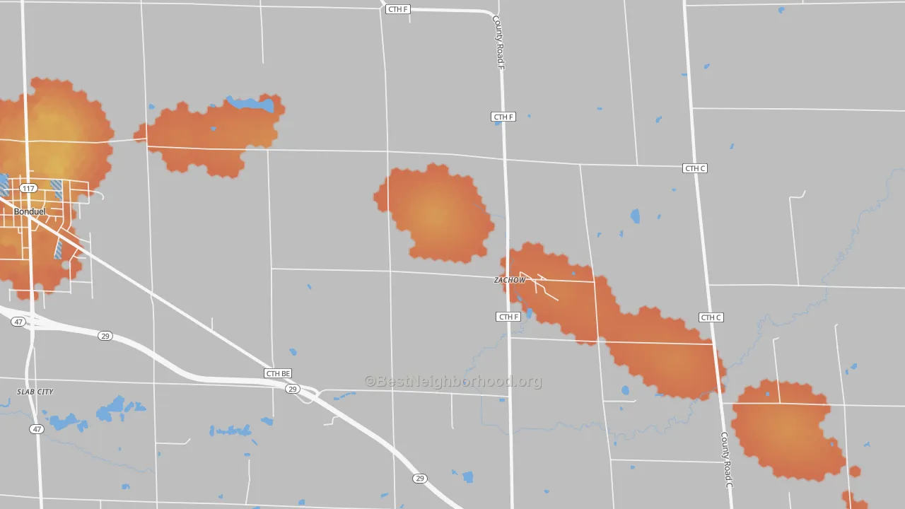 Bike Grade map of Zachow, WI