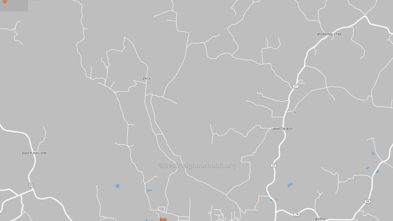 Bike Grade map of Zack, AR