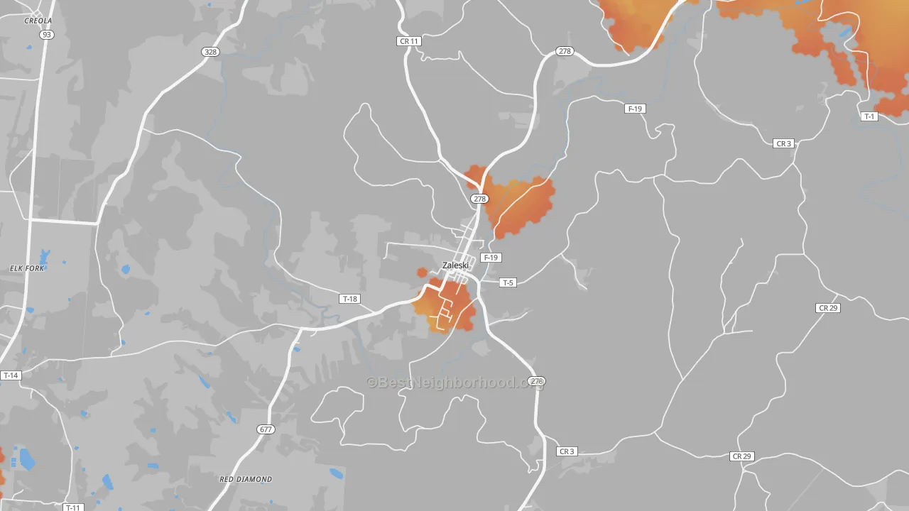 Bike Grade map of Zaleski, OH