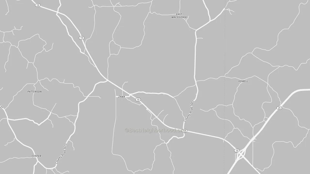 Bike Grade map of Zama, MS