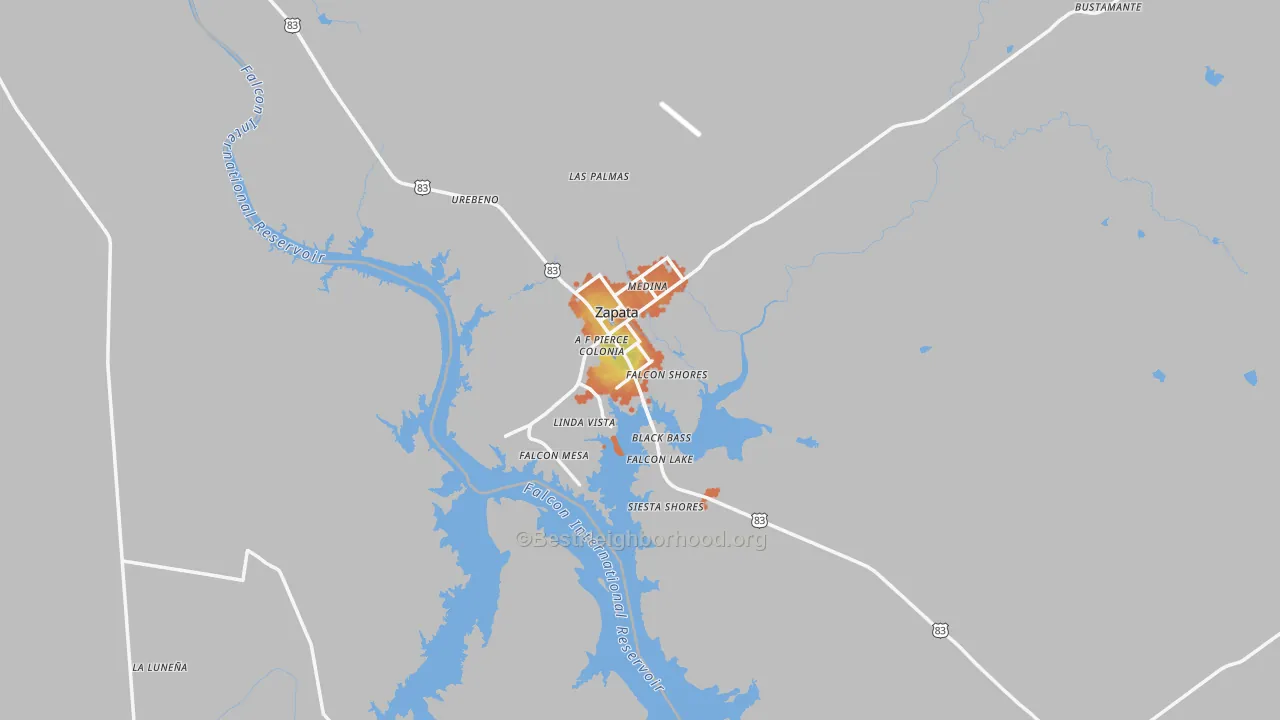Bike Grade map of Zapata, TX