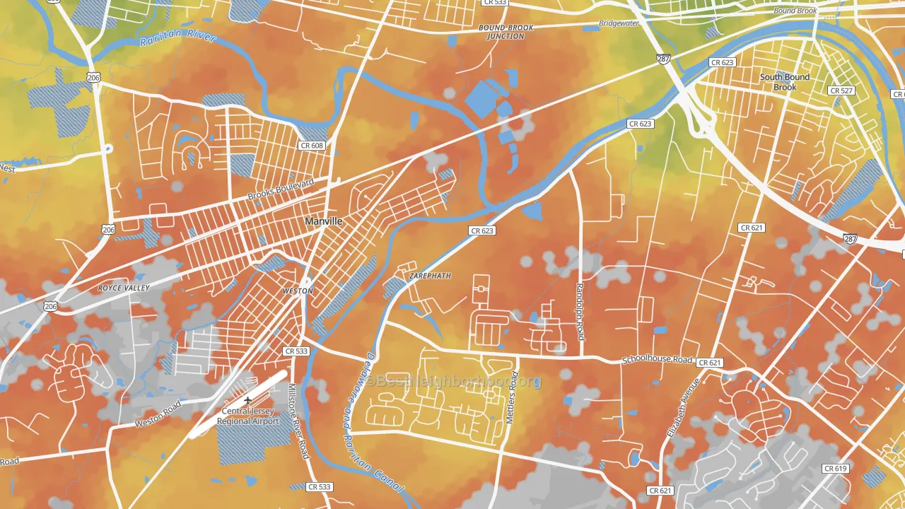 Bike Grade map of Zarephath, NJ