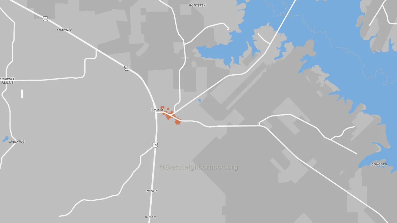 Bike Grade map of Zavalla, TX