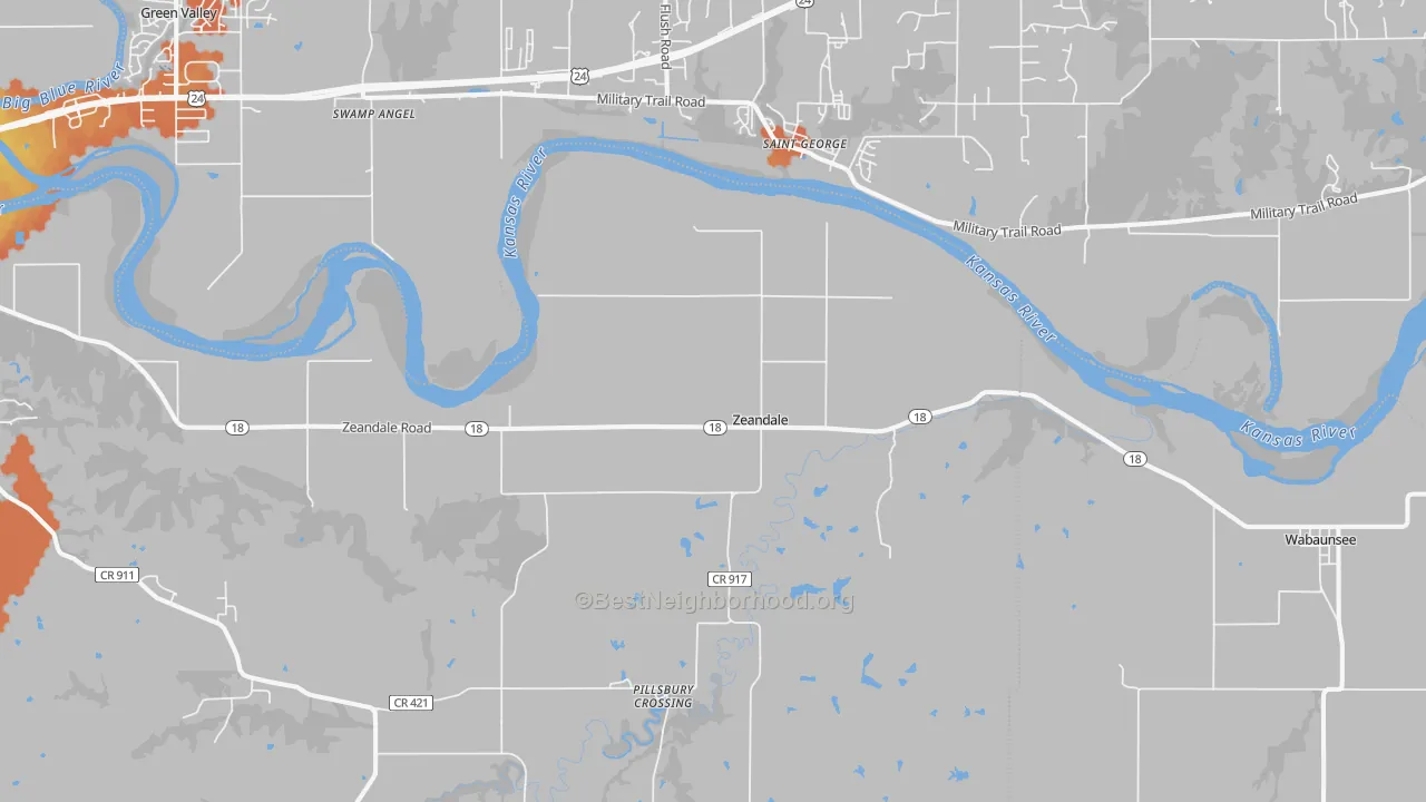 Bike Grade map of Zeandale, KS