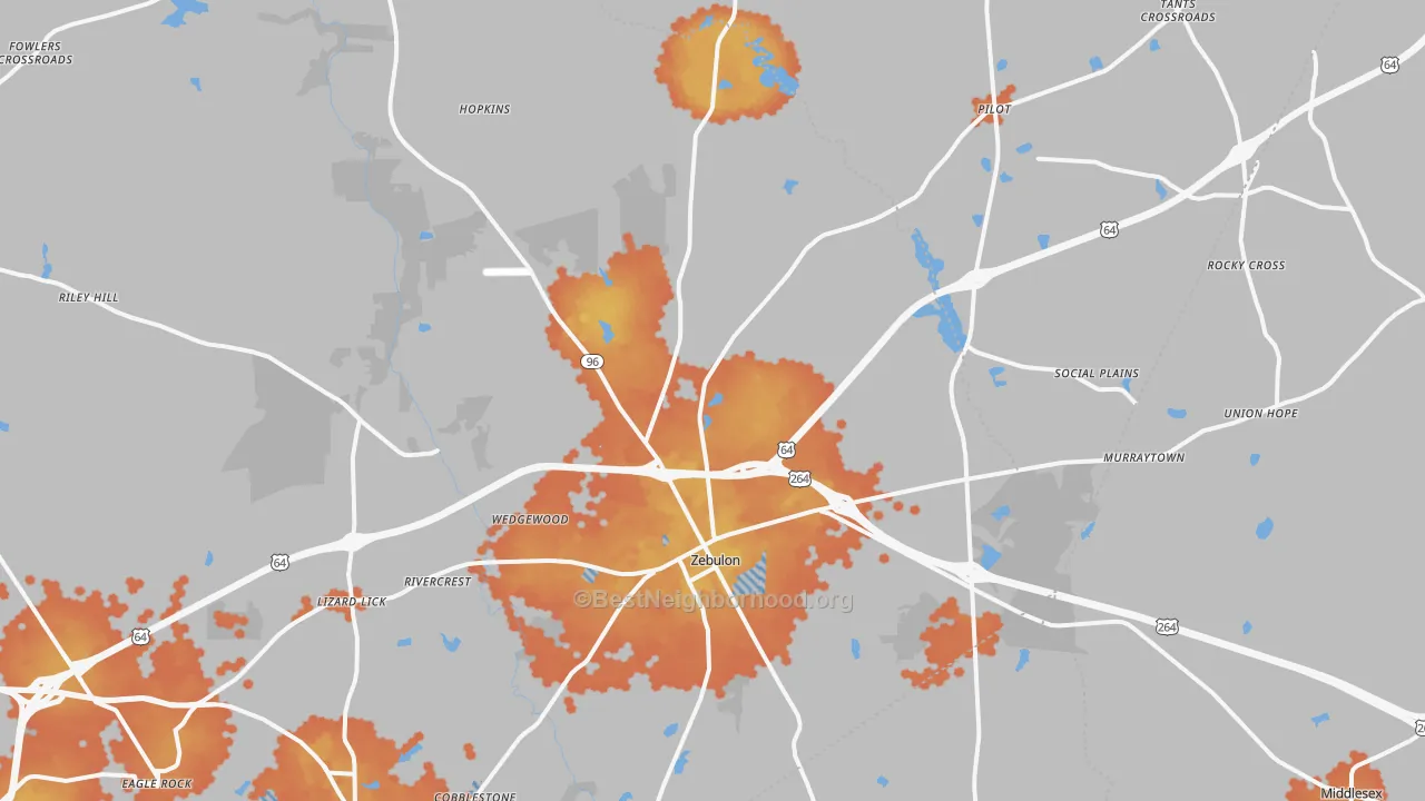Bike Grade map of Zebulon, NC