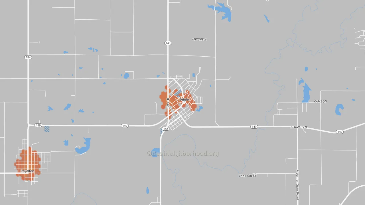 Bike Grade map of Zeigler, IL