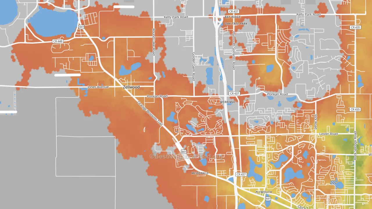 Bike Grade map of Zellwood, FL