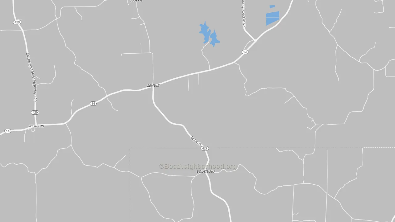 Bike Grade map of Zemuly, MS