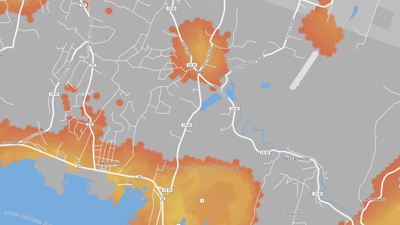 Bike Grade map of Zena, NY