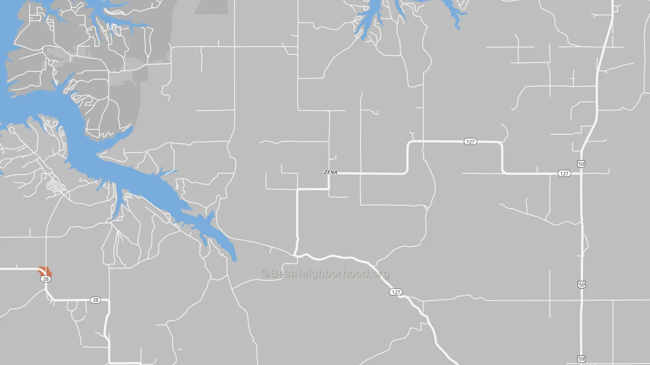 Bike Grade map of Zena, OK