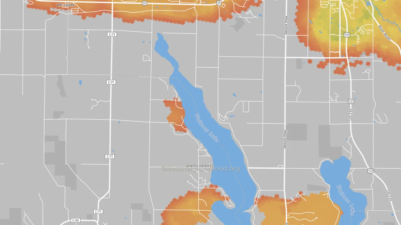Bike Grade map of Zenith Heights, MI