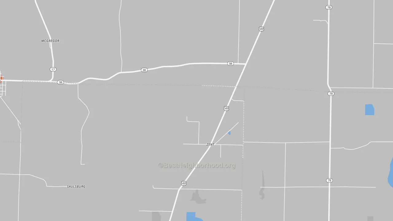 Bike Grade map of Zent, AR