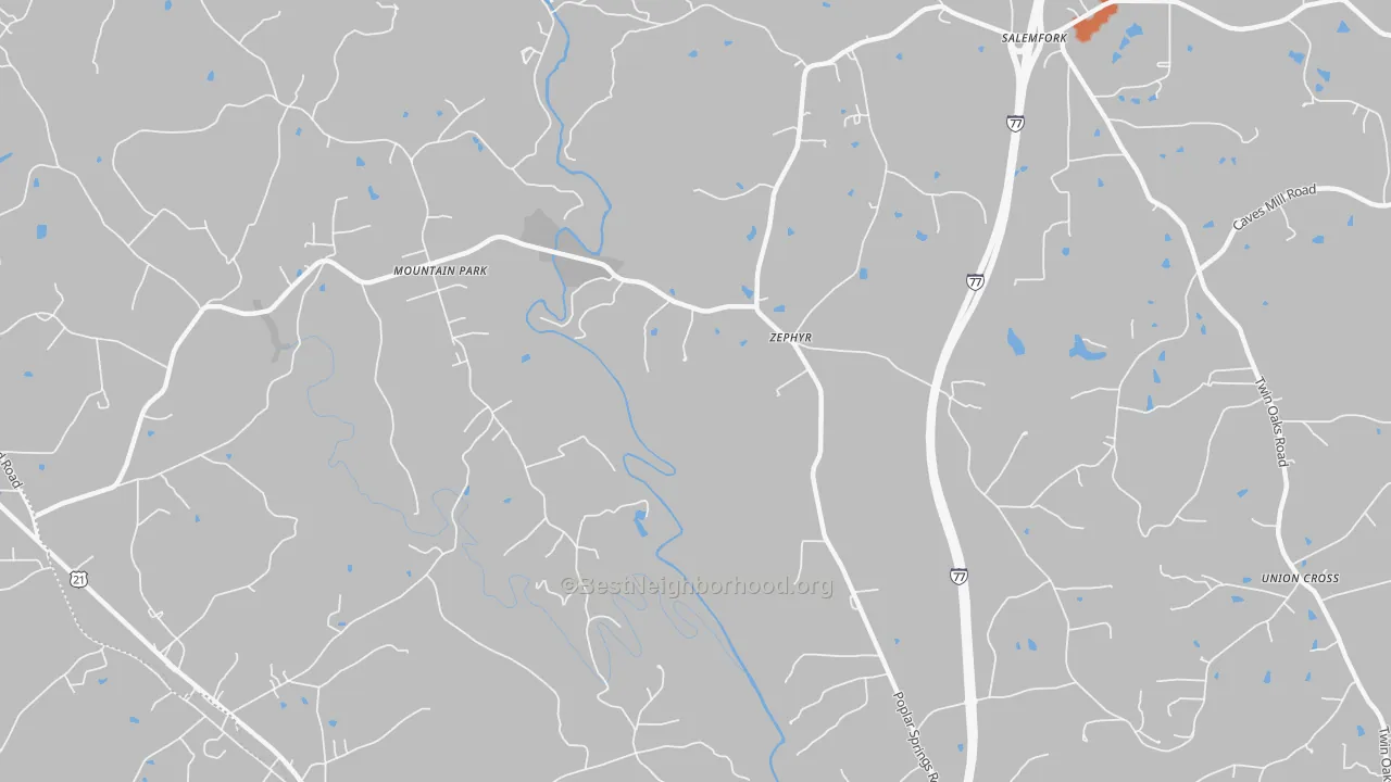 Bike Grade map of Zephyr, NC