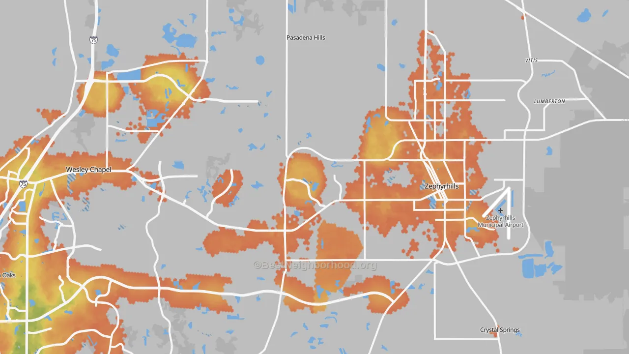 Bike Grade map of Zephyrhills, FL