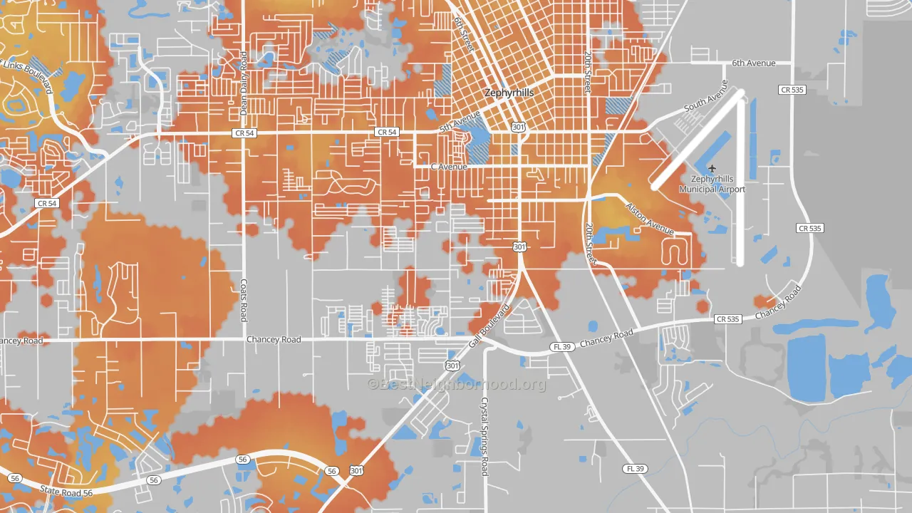 Bike Grade map of Zephyrhills South, FL