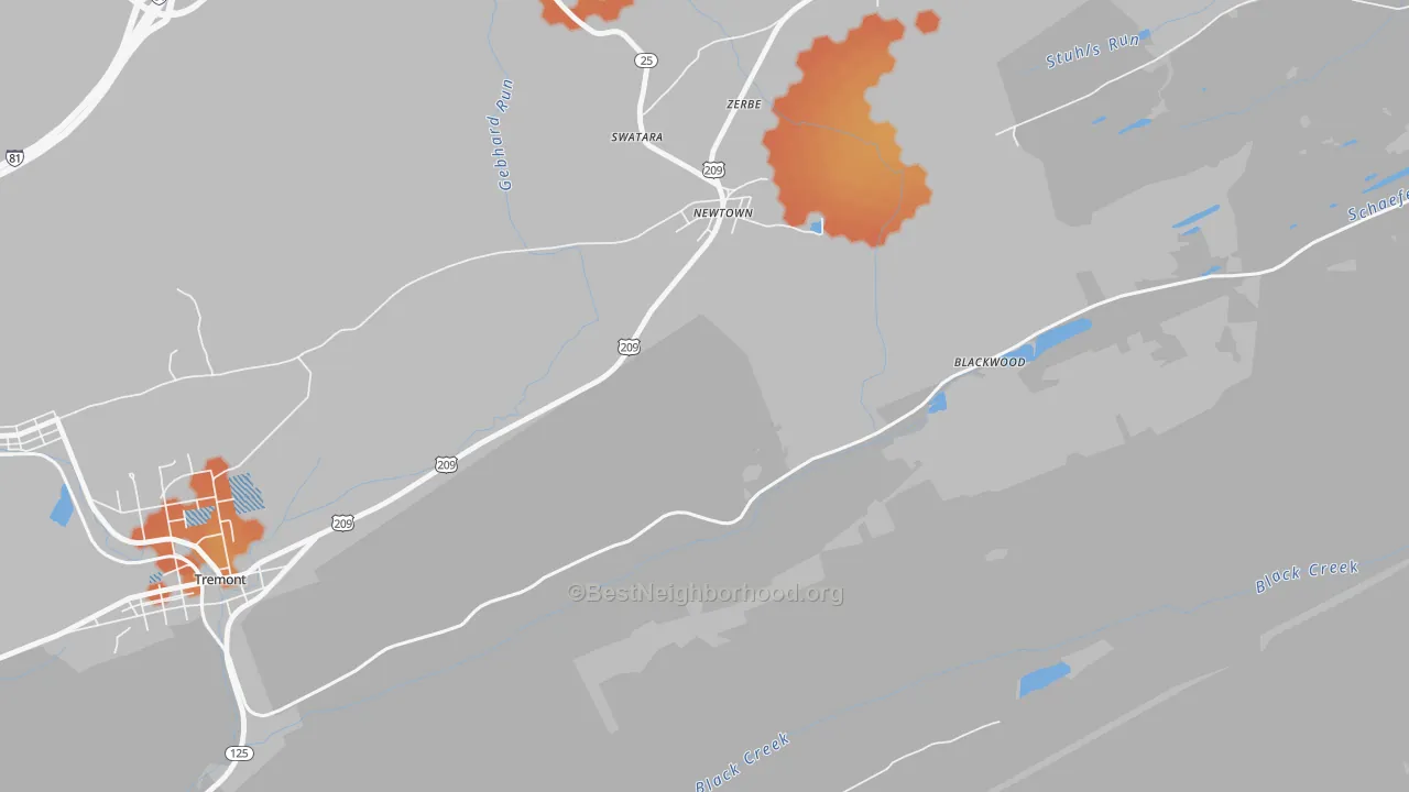 Bike Grade map of Zerbe, PA