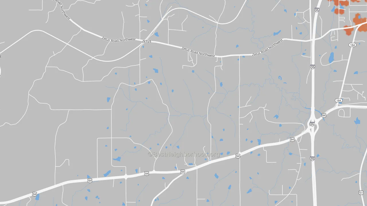 Bike Grade map of Zetus, MS