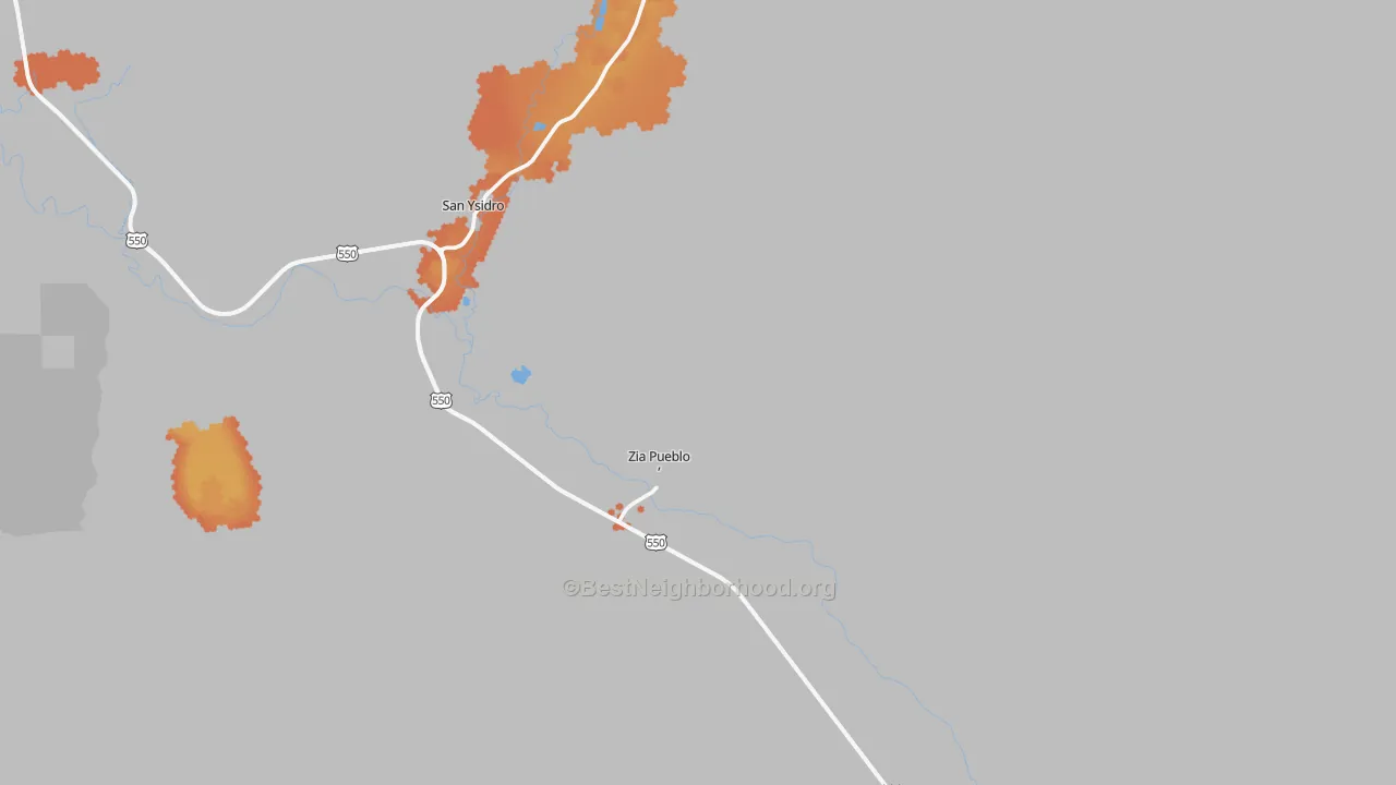 Bike Grade map of Zia Pueblo, NM