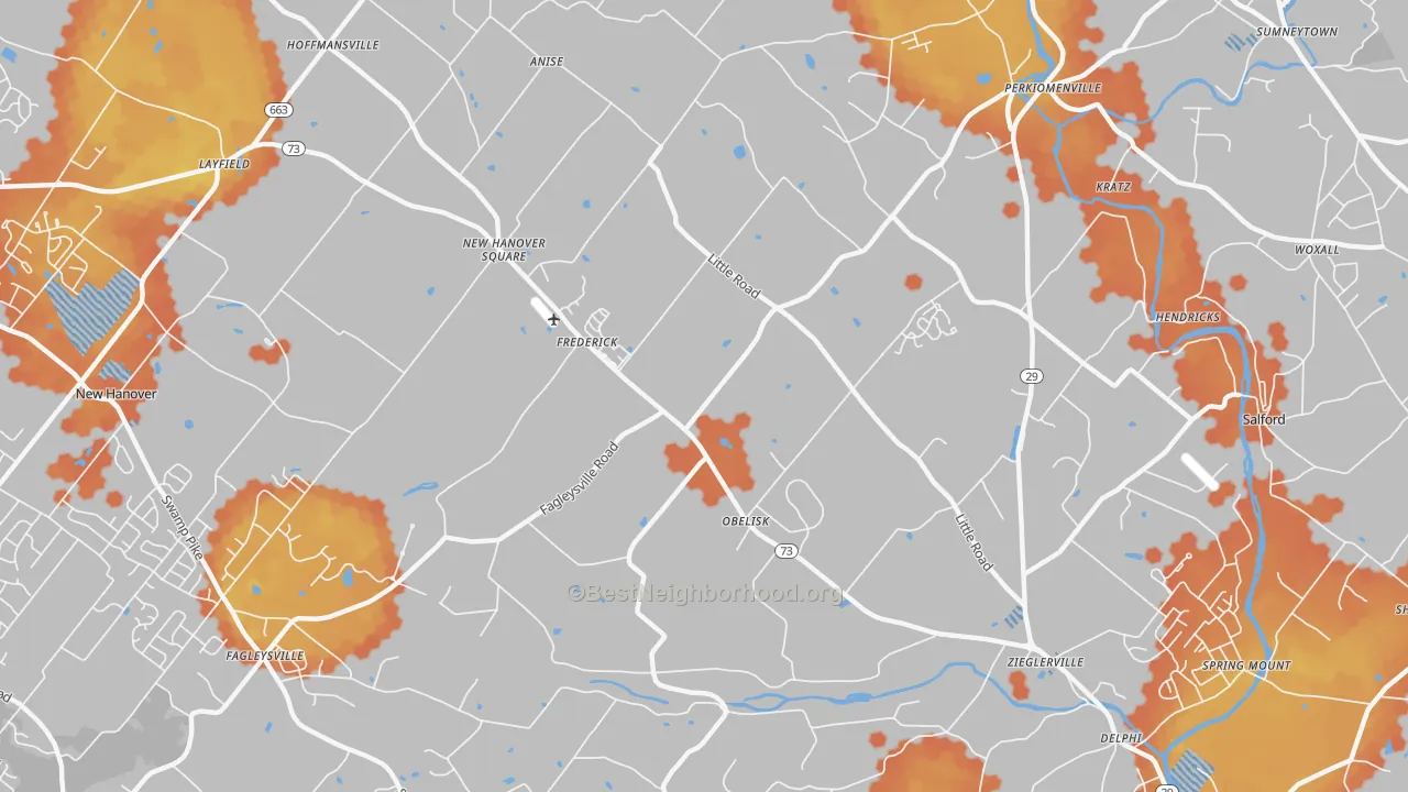 Bike Grade map of Zieglerville, PA