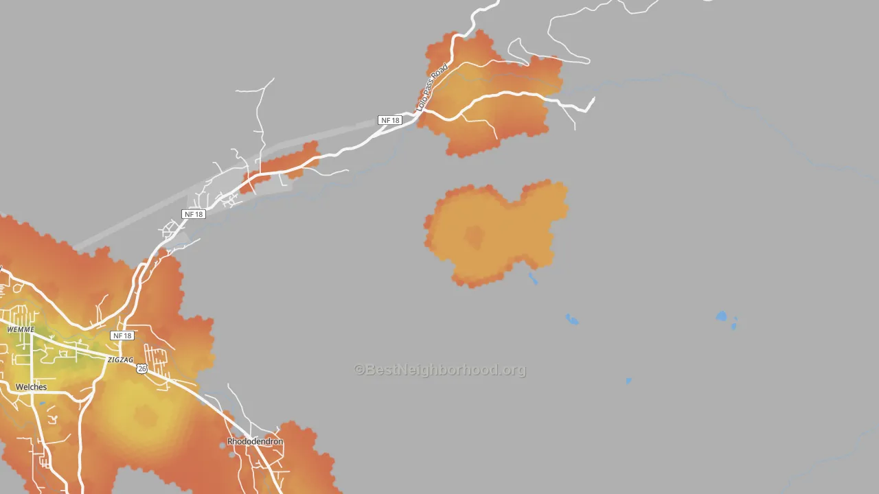 Bike Grade map of Zigzag, OR