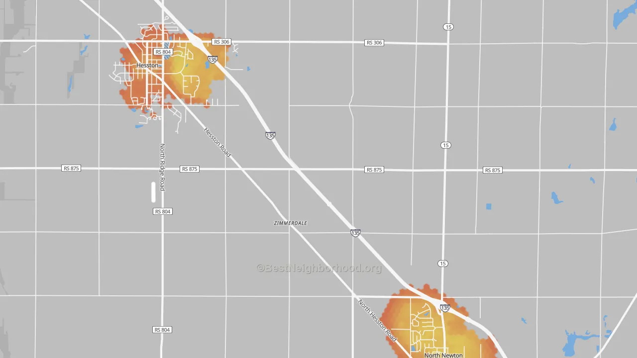 Bike Grade map of Zimmerdale, KS
