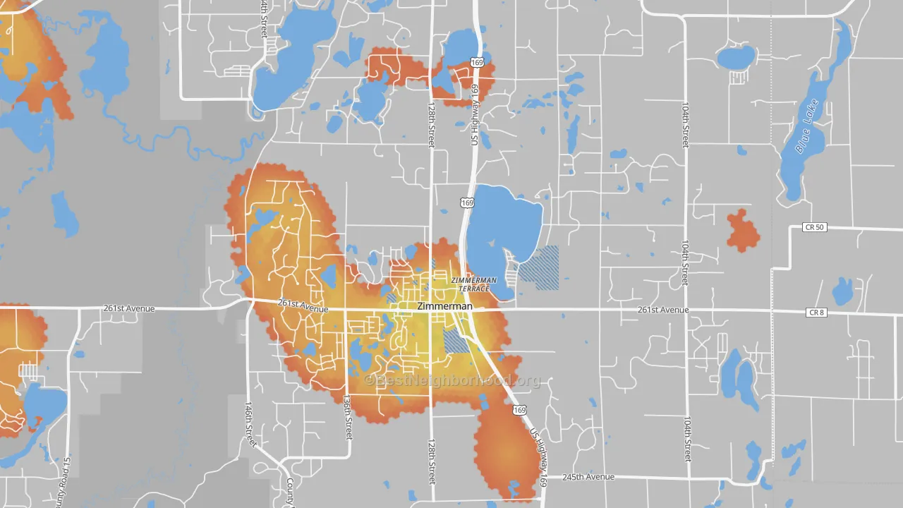 Bike Grade map of Zimmerman, MN