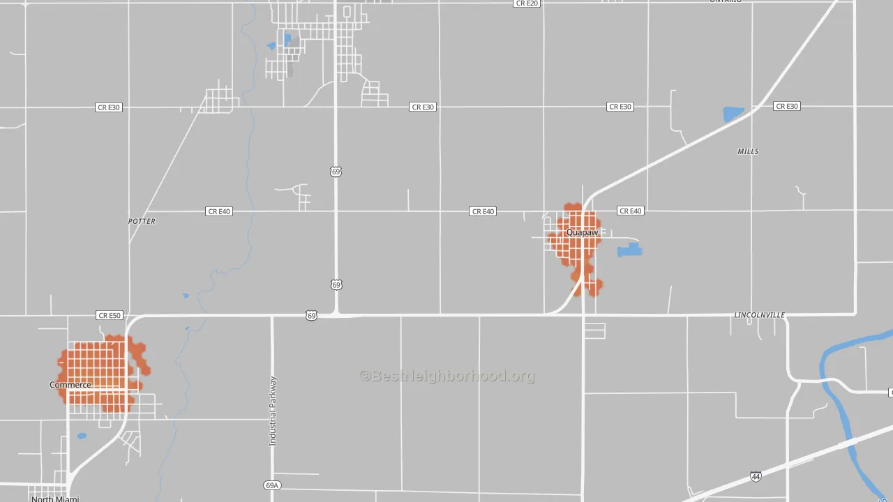 Bike Grade map of Zincville, OK