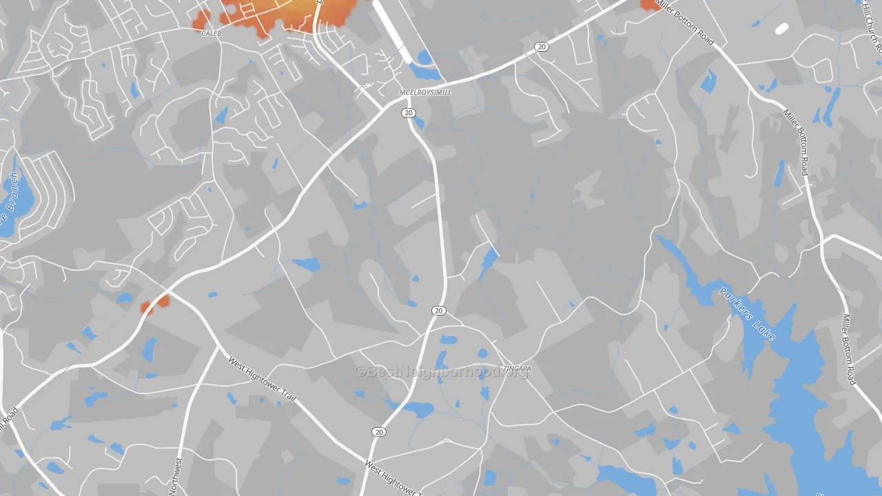 Bike Grade map of Zingara, GA