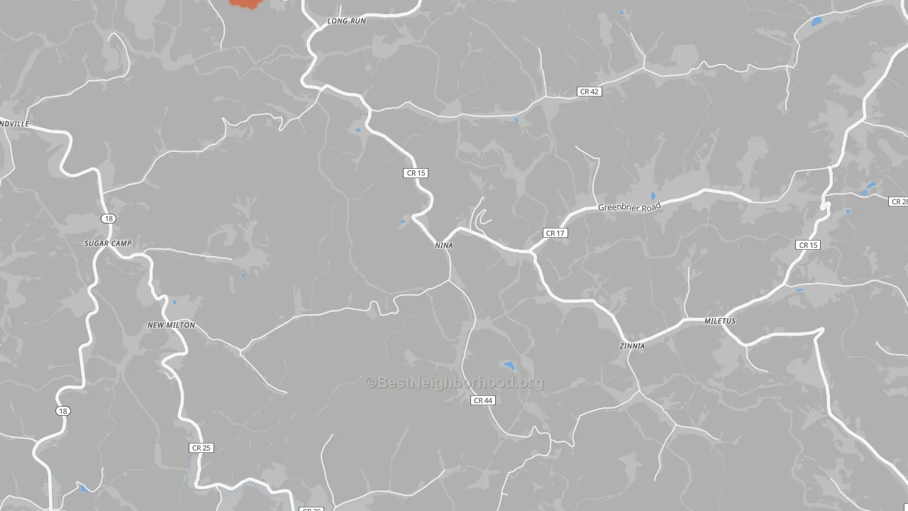Bike Grade map of Zinnia, WV