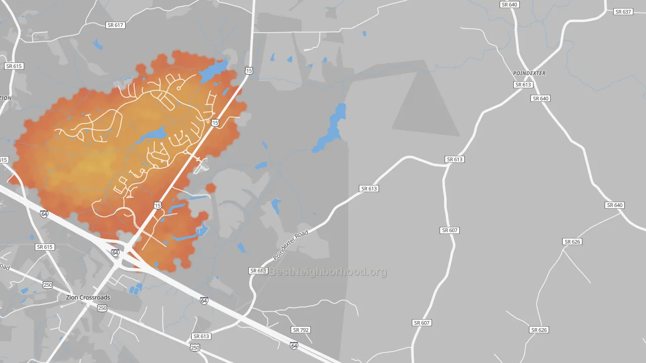 Bike Grade map of Zion Crossroads, VA