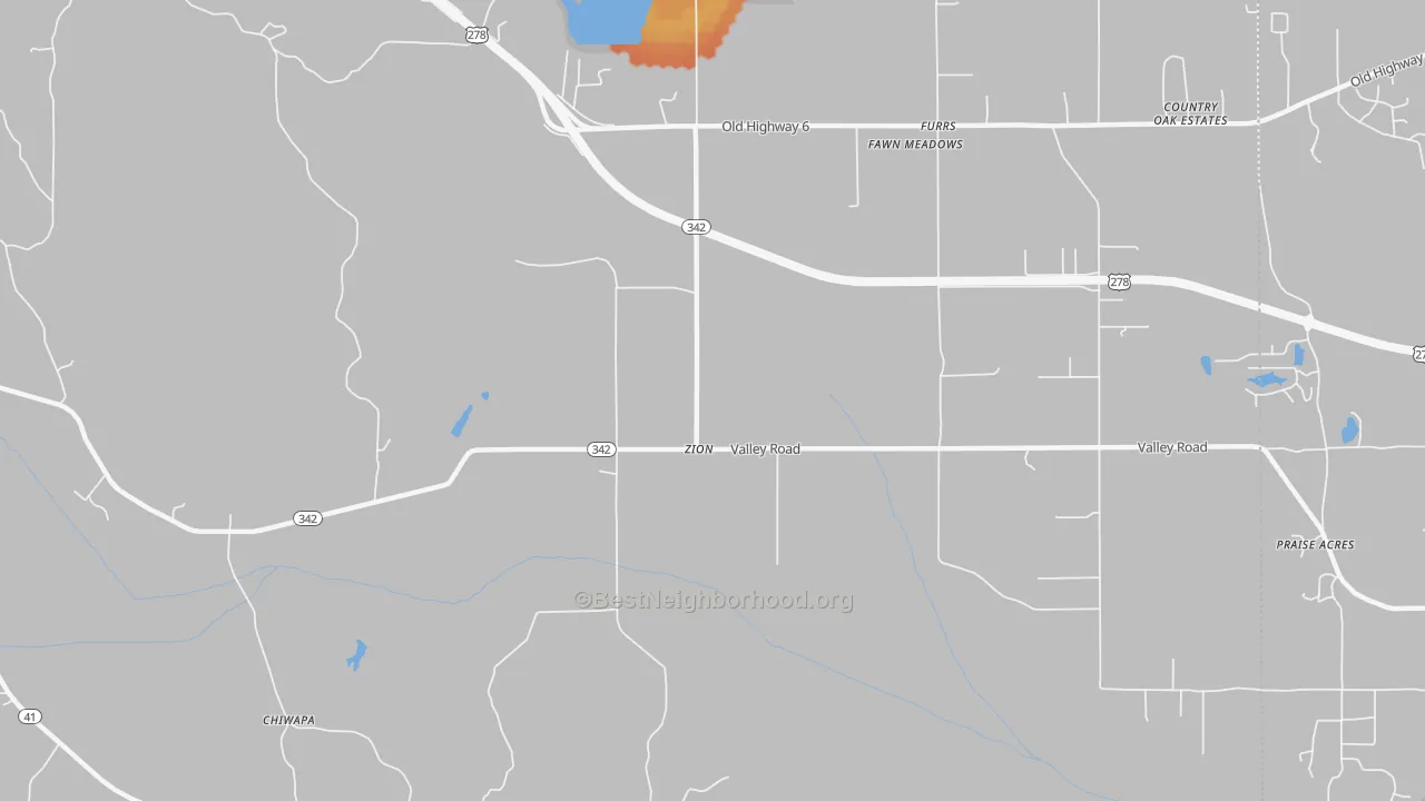 Bike Grade map of Zion, MS