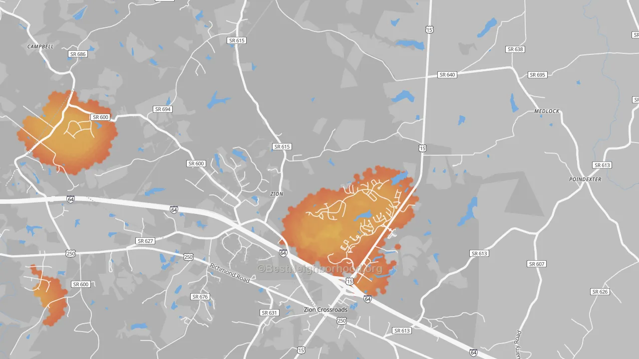 Bike Grade map of Zion, VA