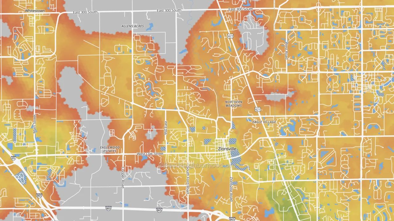 Bike Grade map of Zionsville, IN