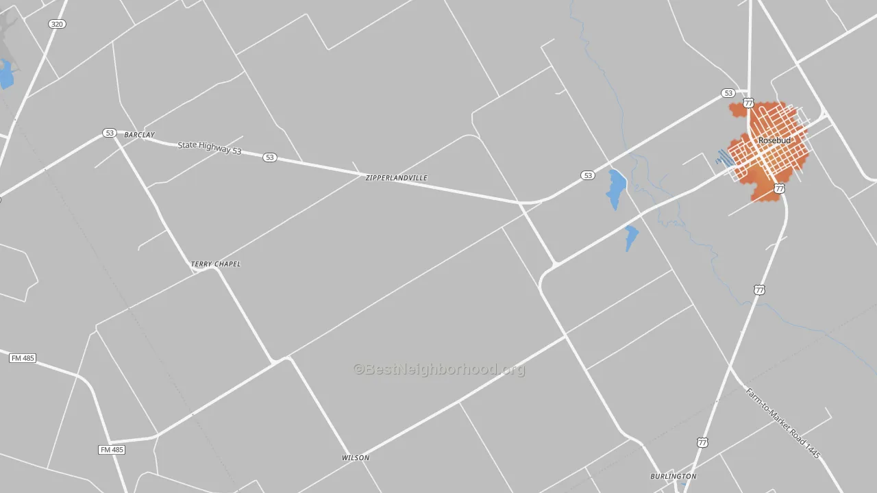 Bike Grade map of Zipperlandville, TX
