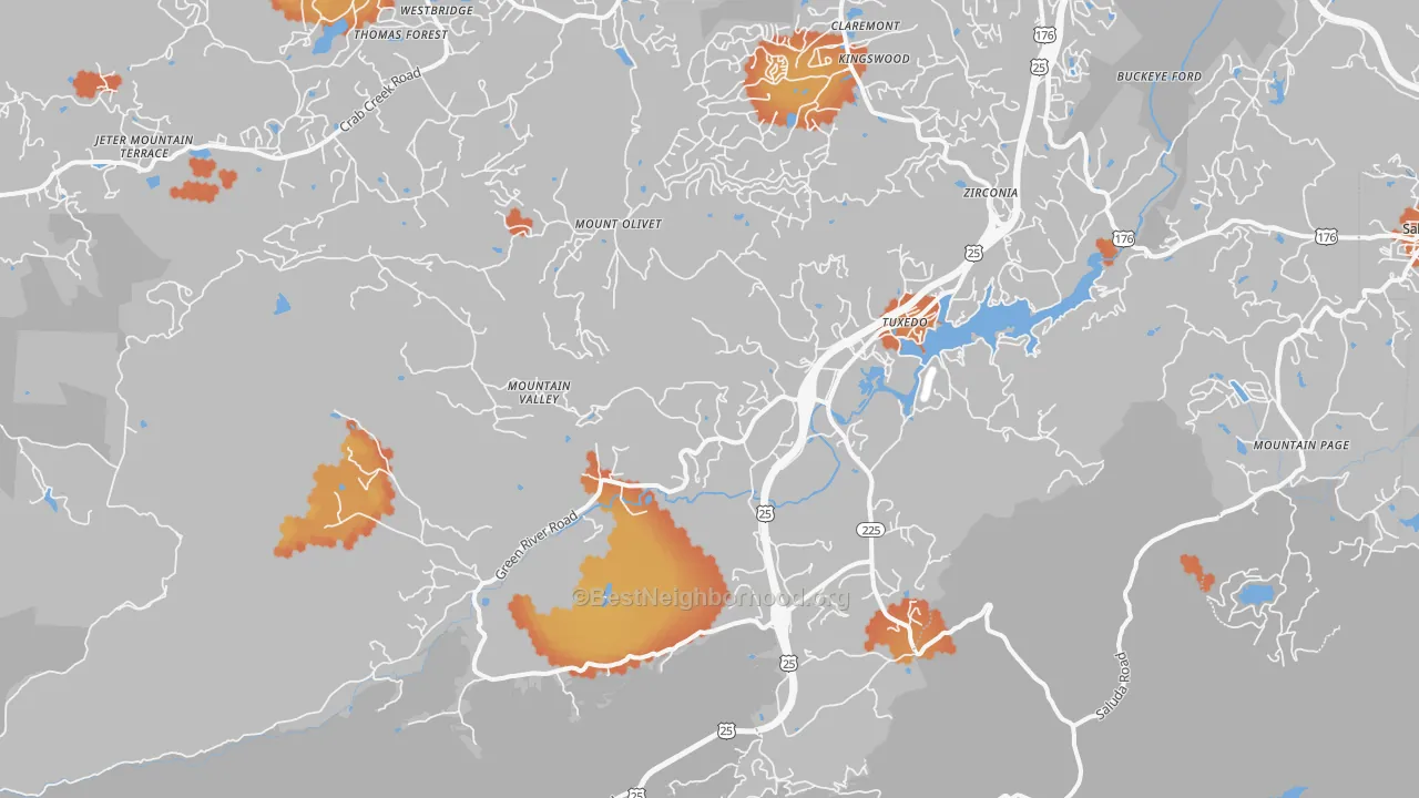 Bike Grade map of Zirconia, NC