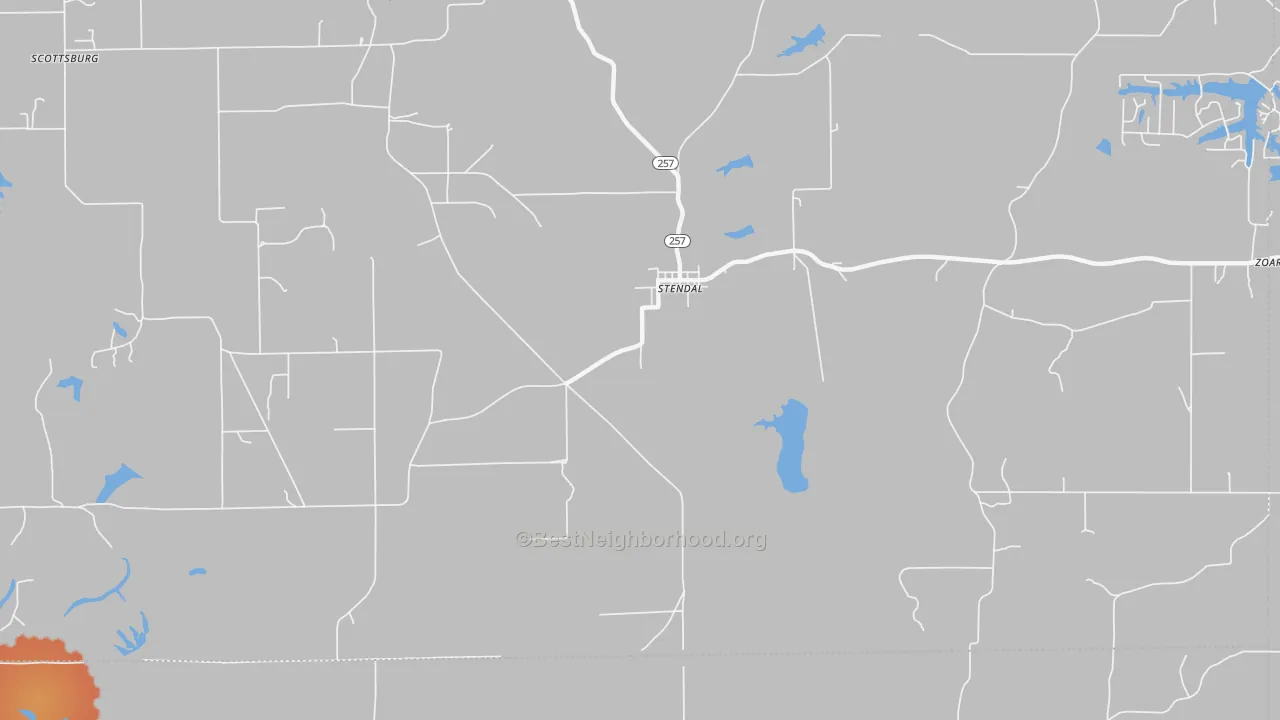 Bike Grade map of Zoar, IN