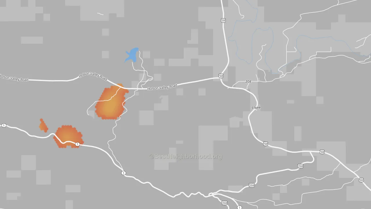 Bike Grade map of Zoe, OK
