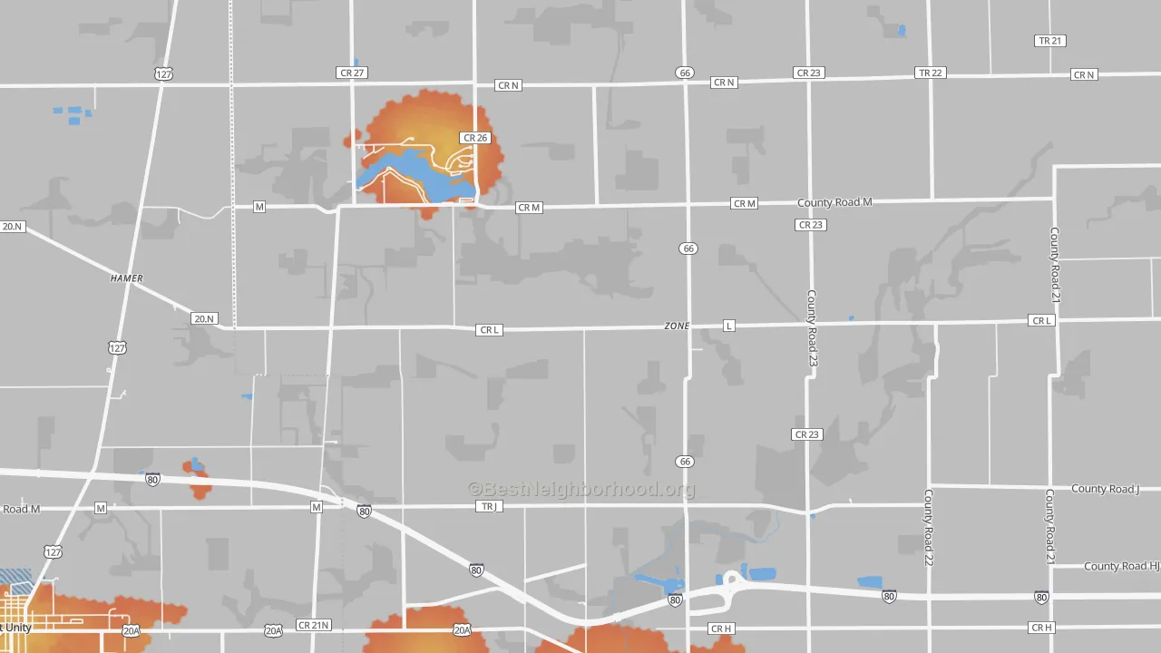 Bike Grade map of Zone, OH