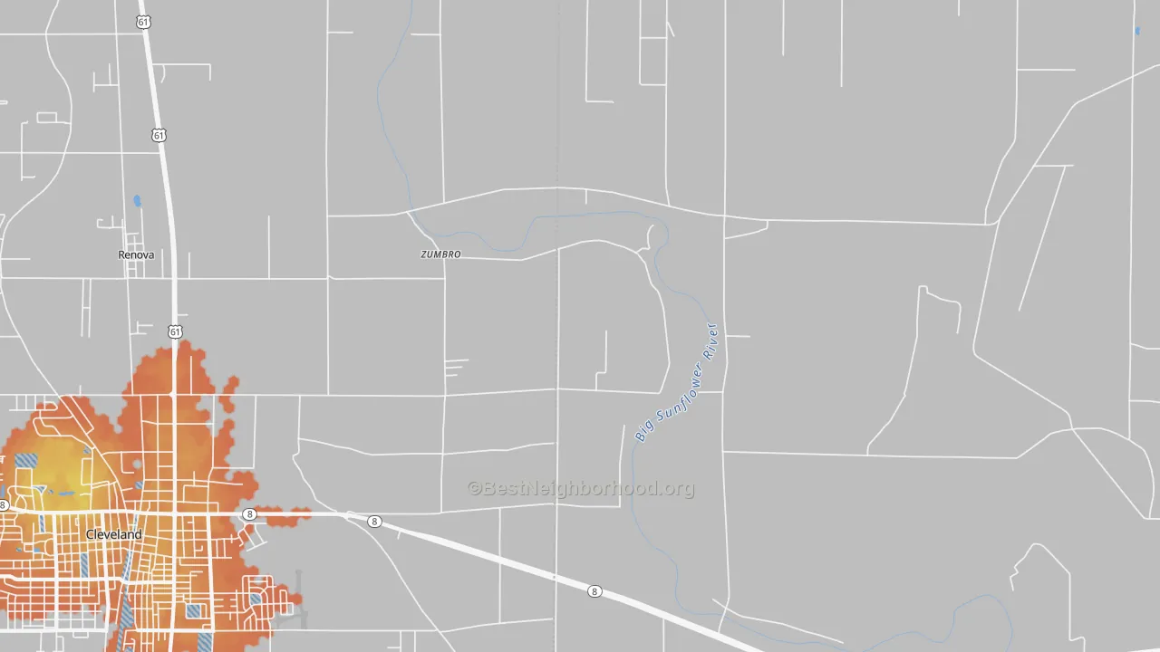 Bike Grade map of Zumbro, MS
