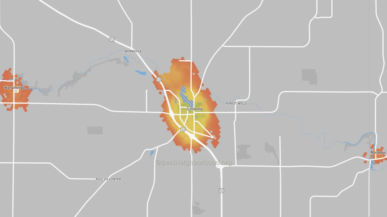 Bike Grade map of Zumbrota, MN