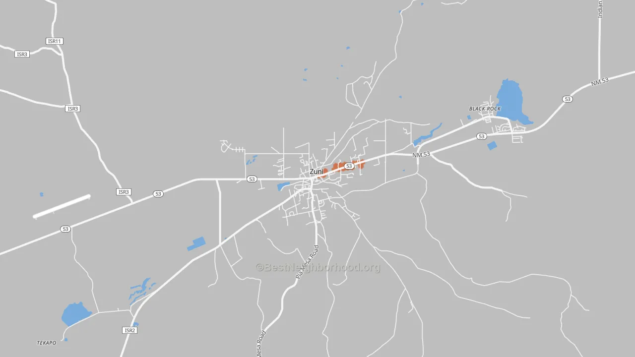 Bike Grade map of Zuni Pueblo, NM