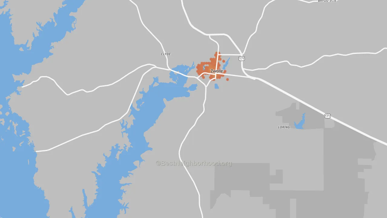 Bike Grade map of Zwolle, LA