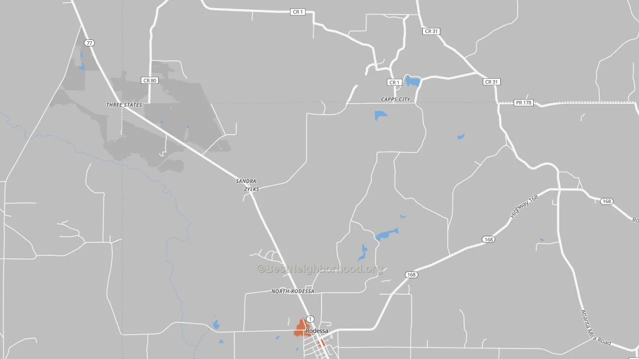 Bike Grade map of Zylks, LA