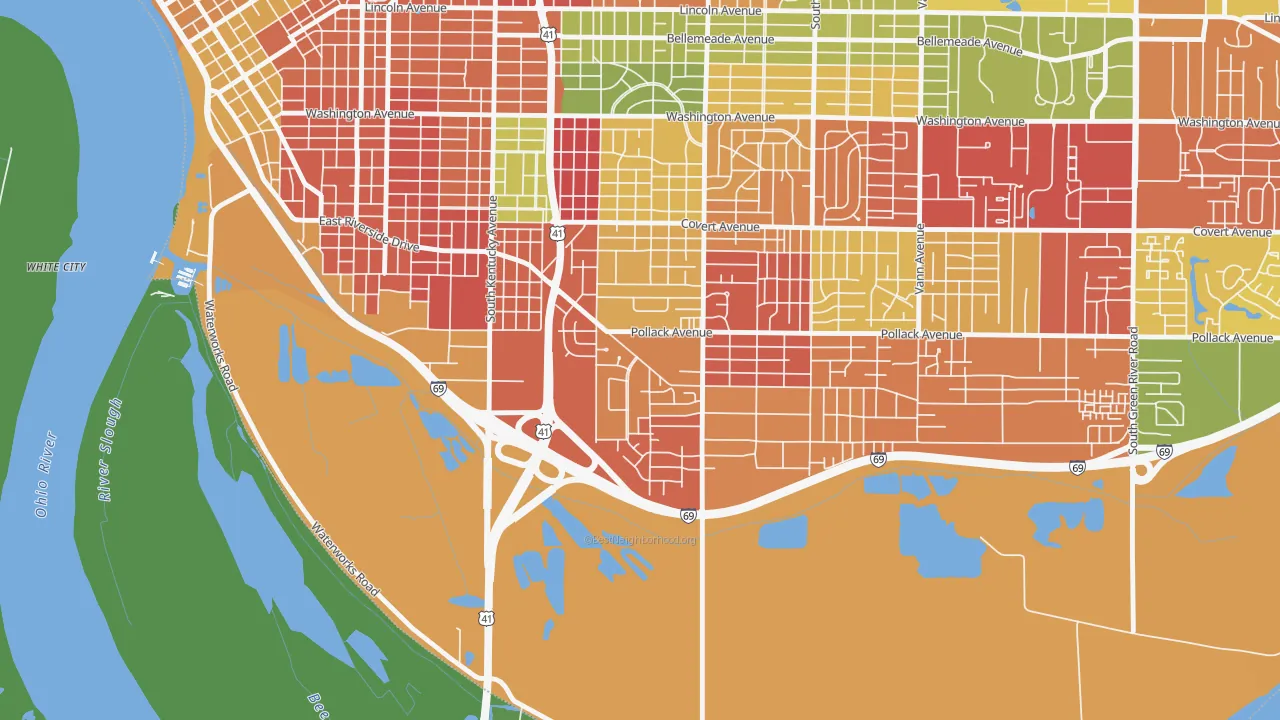 A.C.T., Evansville, IN of rich and poor neighborhoods by household income
