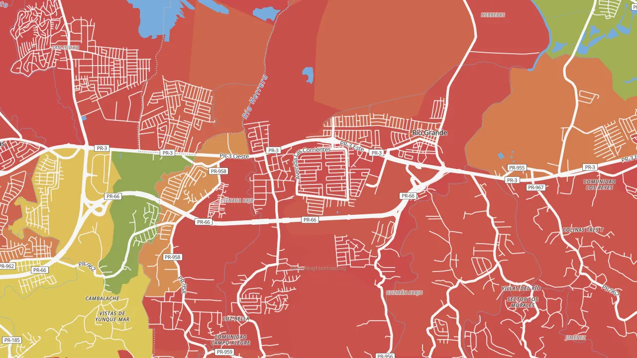 Alturas de Rio Grande, Rio Grande, PR of rich and poor neighborhoods by household income