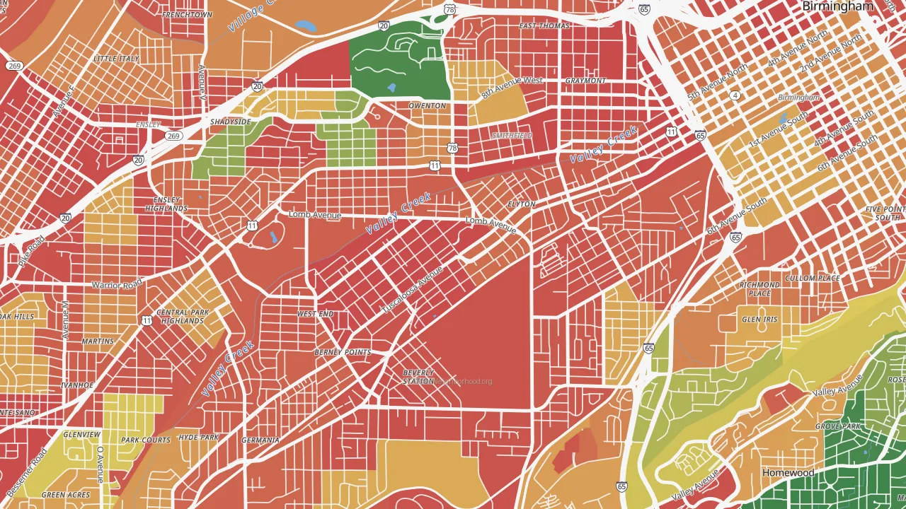 Arlington, Birmingham, AL of rich and poor neighborhoods by household income