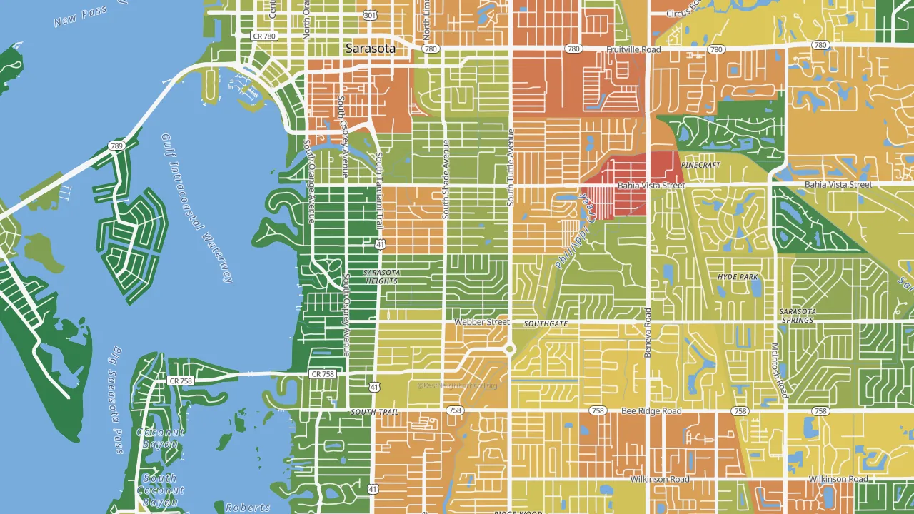 Arlington Park, Sarasota, FL of rich and poor neighborhoods by household income