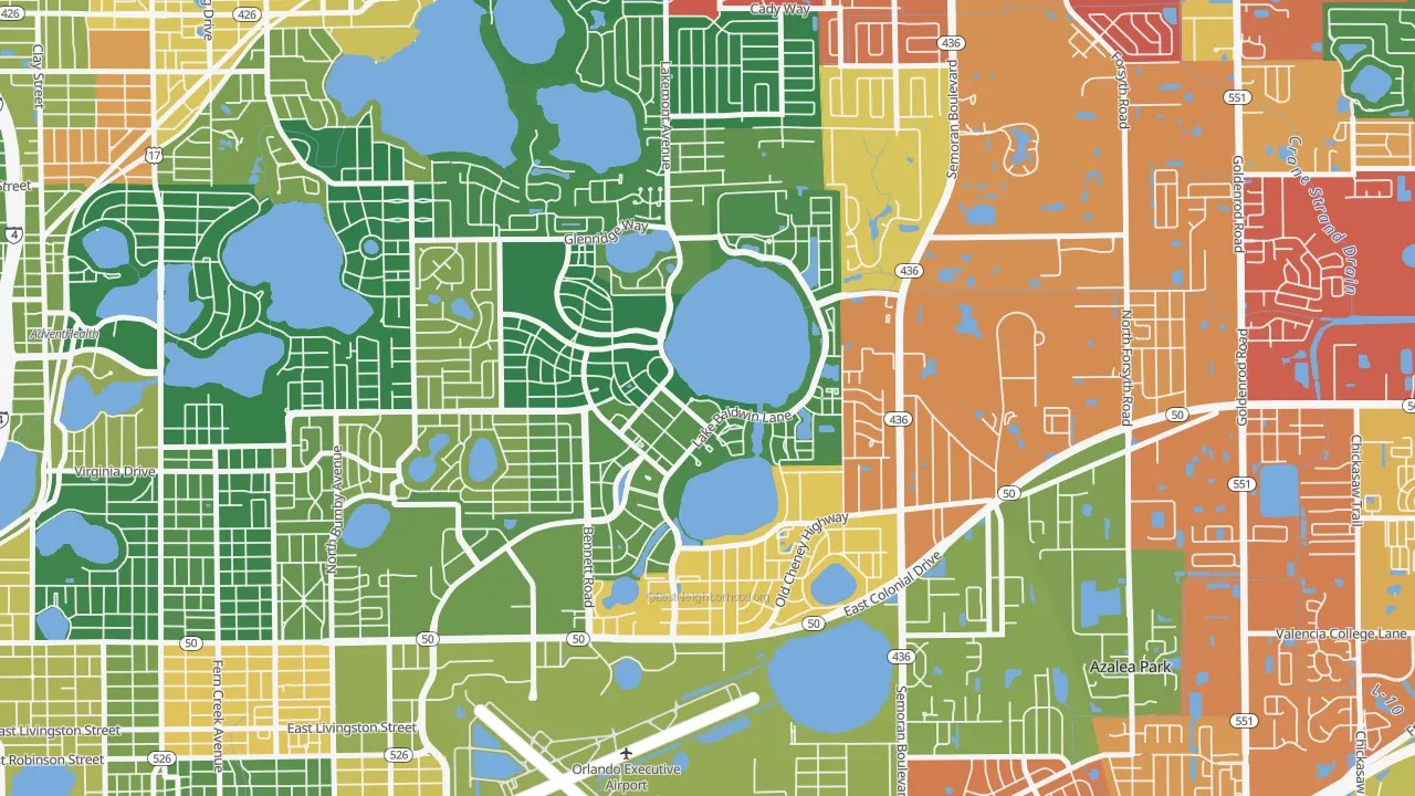 Baldwin Park, Orlando, FL of rich and poor neighborhoods by household income
