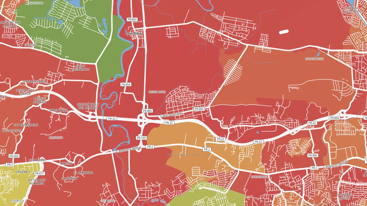 Barrio Campanilla, Toa Baja, PR of rich and poor neighborhoods by household income