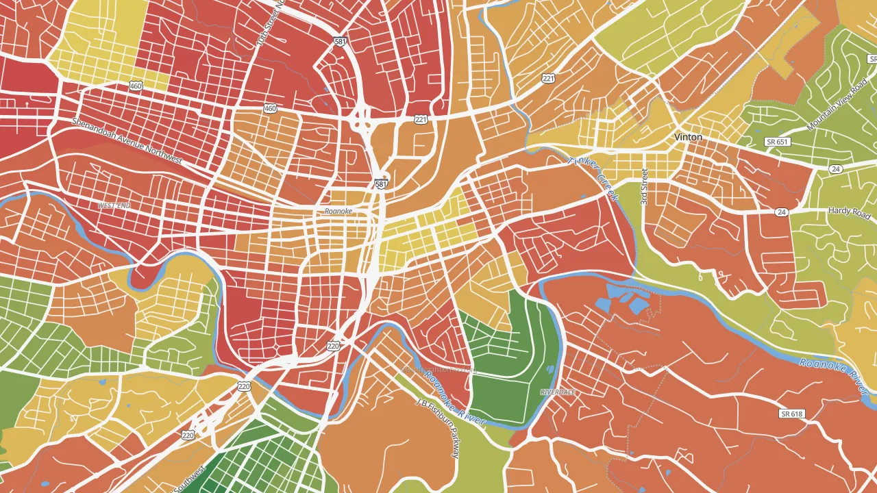 Belmont, Roanoke, VA of rich and poor neighborhoods by household income